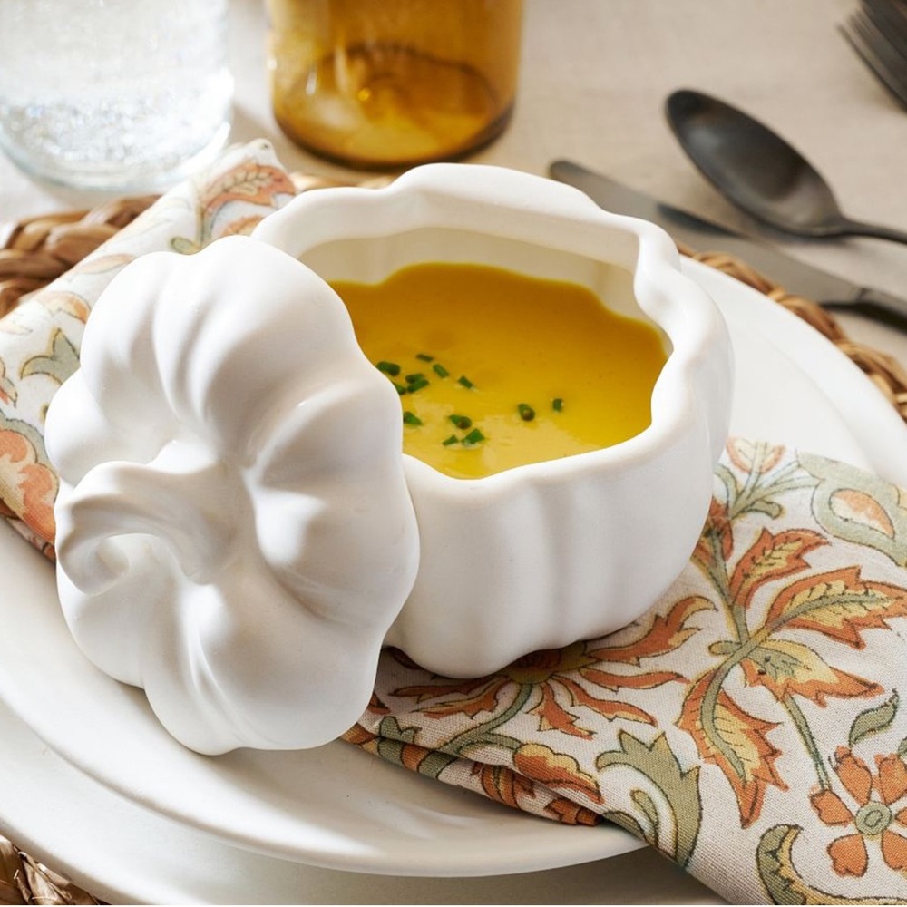 Pottery Barn Glazed Stoneware Pumpkin Bowl Soup Dish New With Tag - Picture 8 of 12